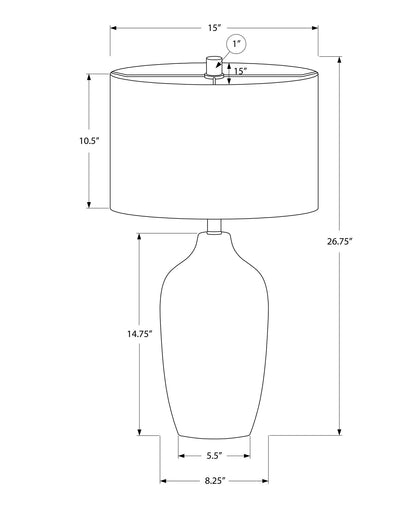 Gray Ceramic Table Lamp with Linen Shade - Contemporary Table Lamp