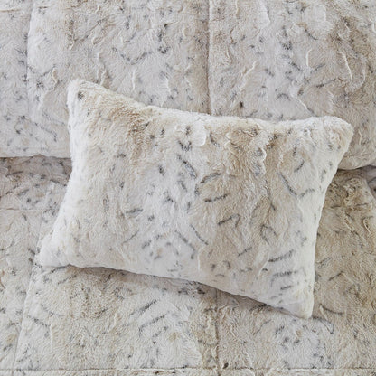 King 4PC Faux Fur Comforter Set with Reversible Faux Mink Backing