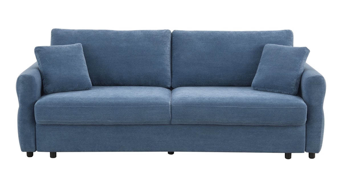 Haran Fabric Pull-Out Sleeper with Storage - Blue Fabric Sleeper Sofa