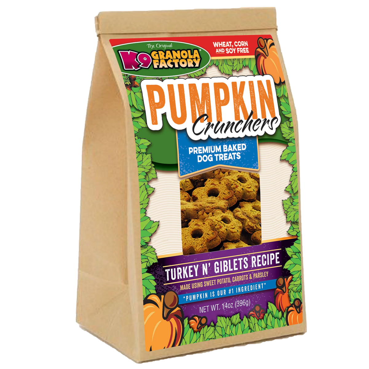 K9 Granola Factory Pumpkin Crunchers, Turkey N' Giblet Recipe Dog Treats (14oz)