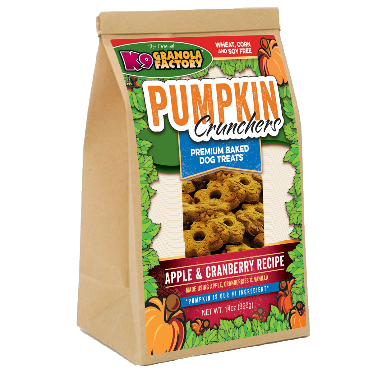 K9 Granola Factory Pumpkin Crunchers, Apple & Cranberry Recipe Dog Treats (14oz)