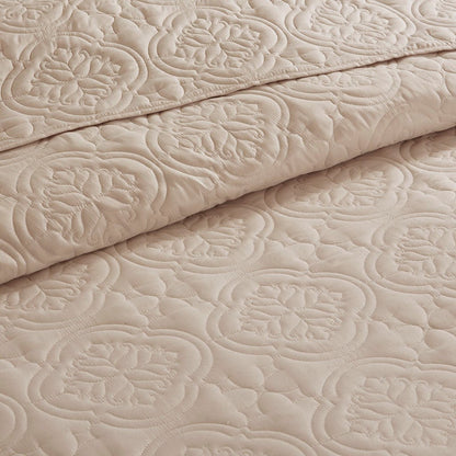 3 Piece Reversible Bedspread Set Khaki Full/Queen