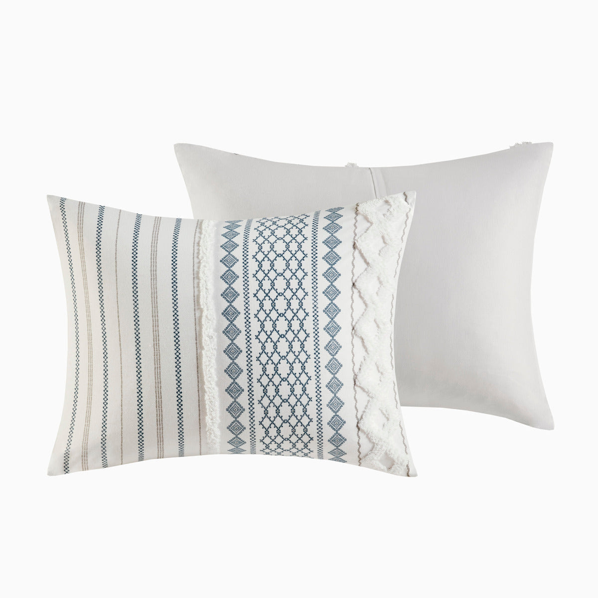 Cotton Printed Duvet Cover Set with Chenille - Full/Queen