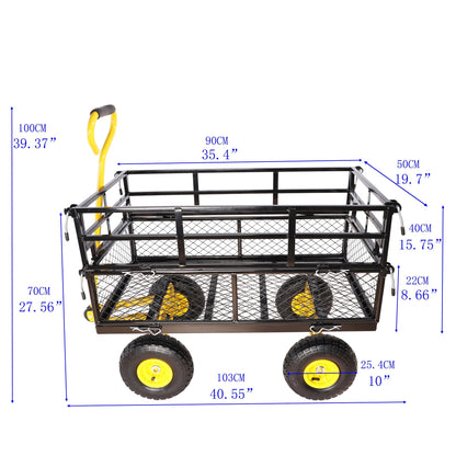 Outdoor Wagon Cart with Metal Frame - Green