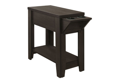 Accent Side Table with Storage and Built-In Lamp - Dark Brown or Dark Gray