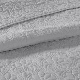 Reversible Quilt Set with Antimicrobial Treatment - Grey Full/Queen