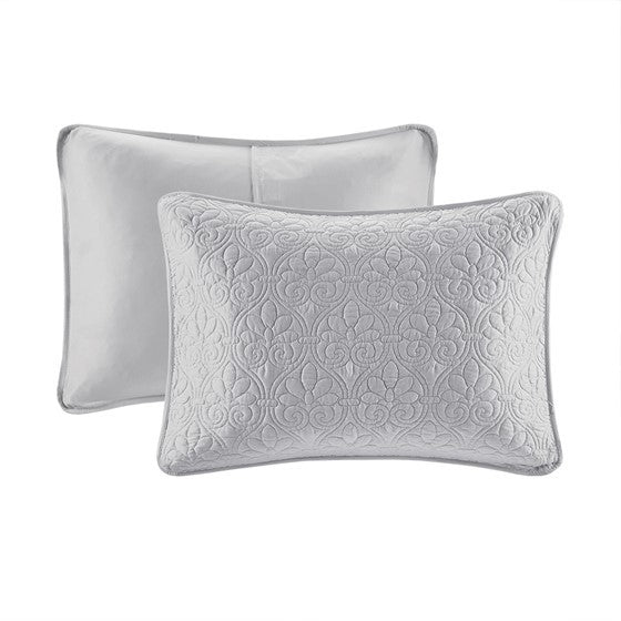 Reversible Quilt Set with Antimicrobial Treatment - Grey Full/Queen