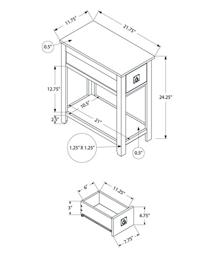 Narrow Wood End Table with Storage Drawer - Multiple Colors