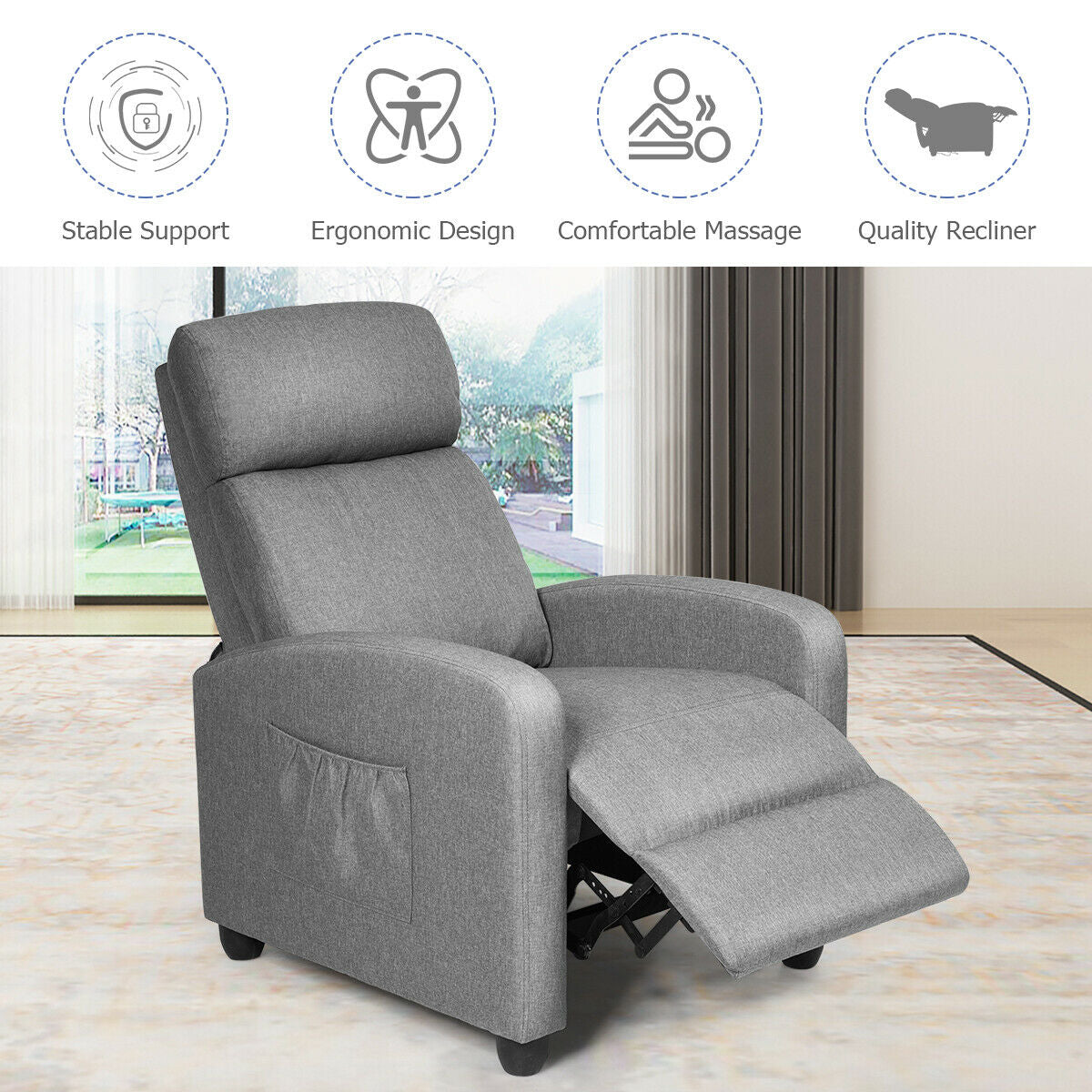 Recliner Sofa Wingback Chair with Massage Function