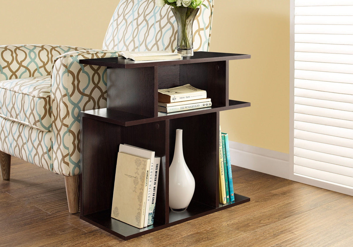 Contemporary Wood Accent Table with 6 Shelves - Multiple Colors