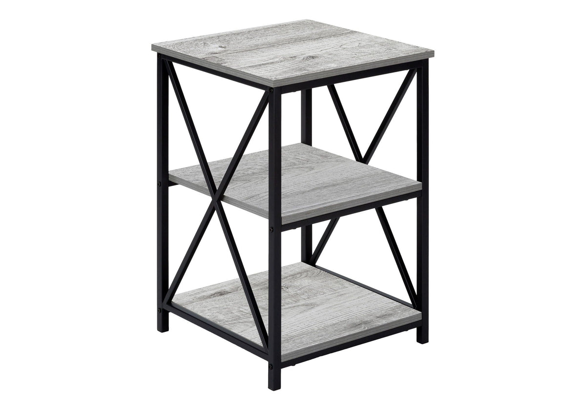 3 Tier Accent Table with Marble Look Top - White, Light Brown, Gray, Black