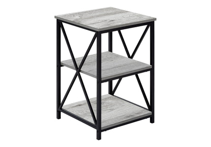 3 Tier Accent Table with Marble Look Top - White, Light Brown, Gray, Black