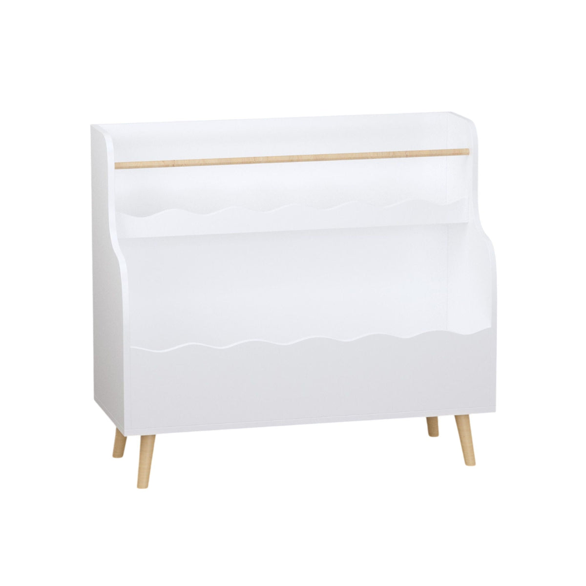 White Kids Bookcase with Toy Organizer - Two-Tier Storage Cabinet