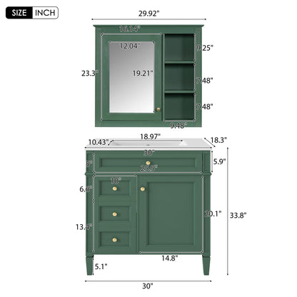 Bathroom Vanity with Medicine Cabinet and Storage - Multiple Colors