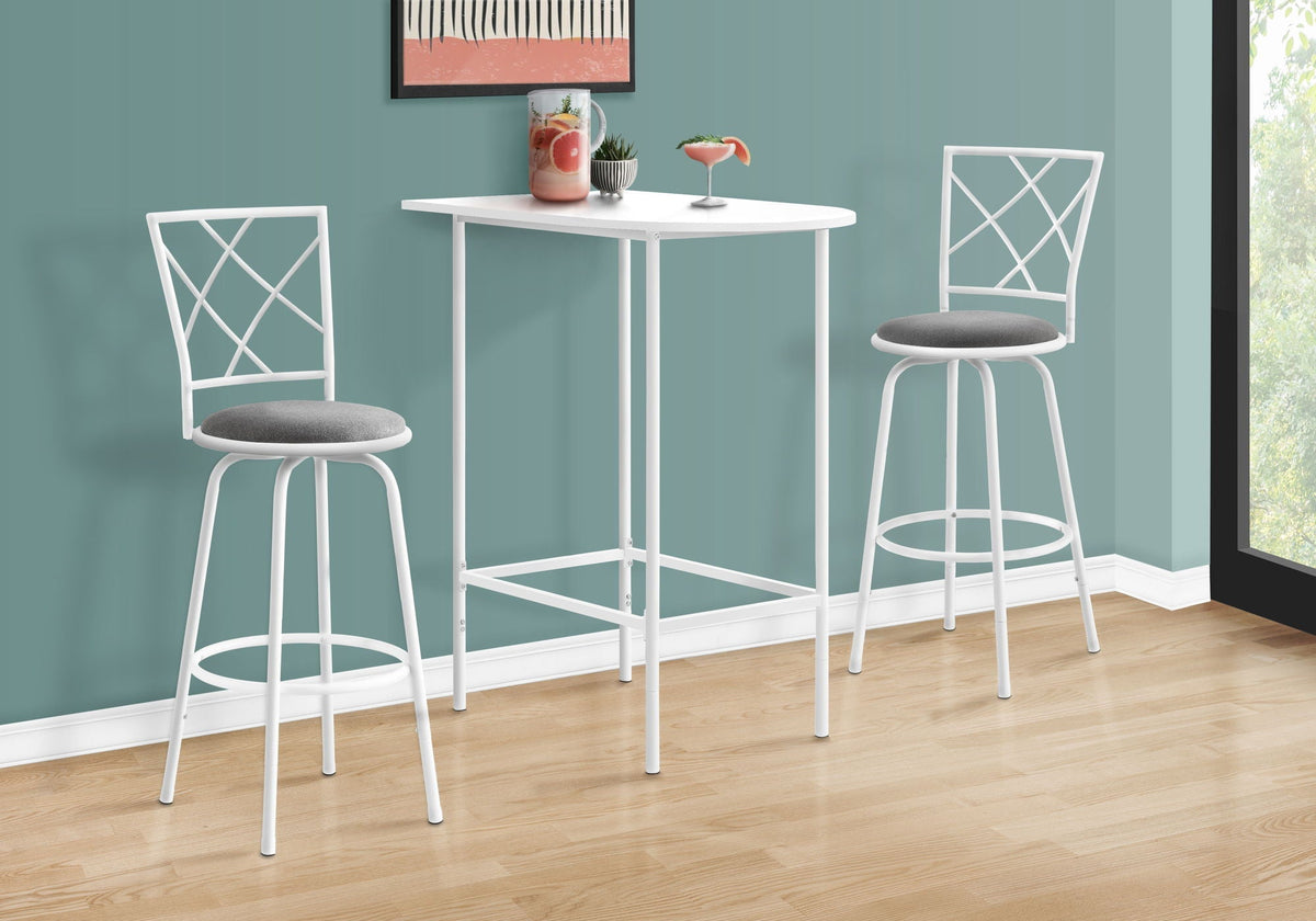 Modern Rectangular Bar Table with Metal Legs - White