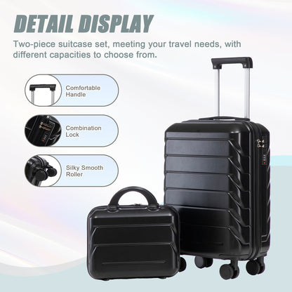 ABS Spinner Wheel Luggage Set with Combination Lock - Black
