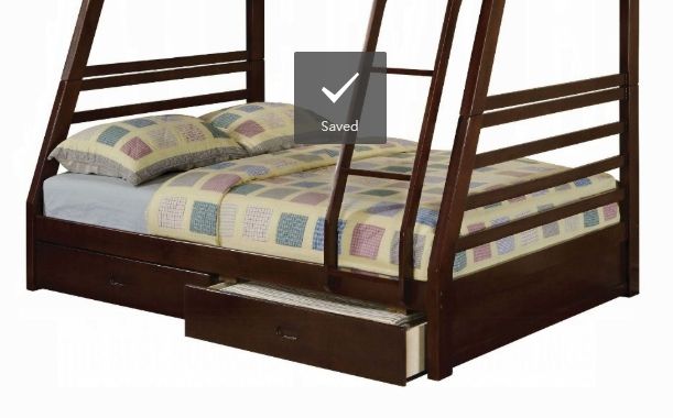 Jason Bunk Bed with Storage - Twin Over Full - White, Dark Gray, or Dark Brown