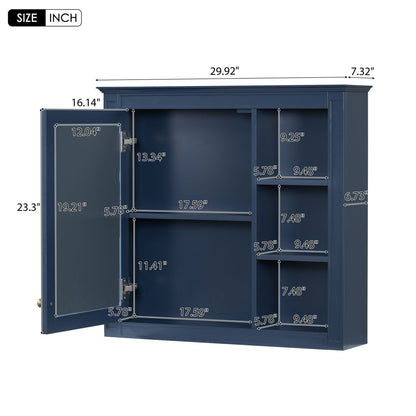 Wall Mounted Medicine Cabinet with Mirror and 3 Open Shelves - Multiple Colors