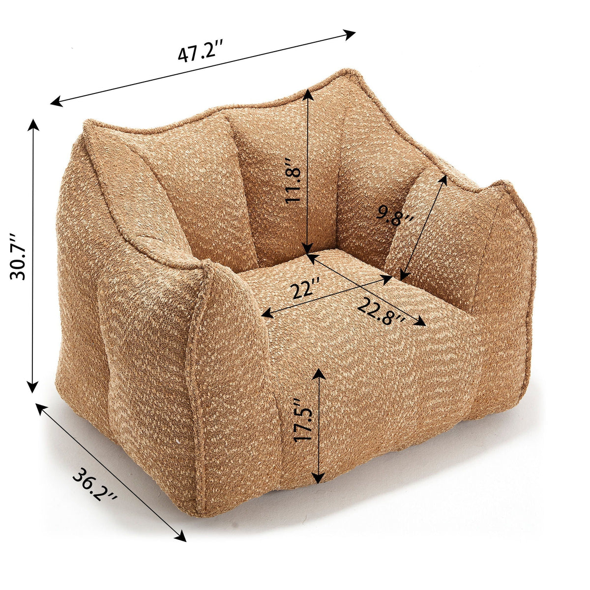 Chenille Arm Chair with Highly Resilient Foam - Multiple Colors