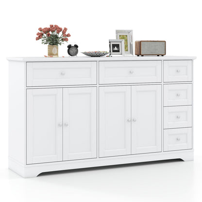 Buffet Sideboard 59" Modern Coffee Bar Station Console Table-White