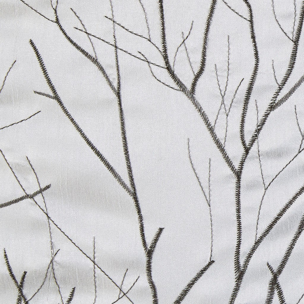 White Embroidered Curtain Panel with Lining - 50x95 Inches