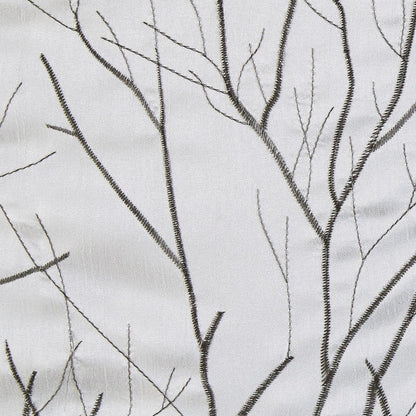 White Embroidered Curtain Panel with Lining - 50x95 Inches