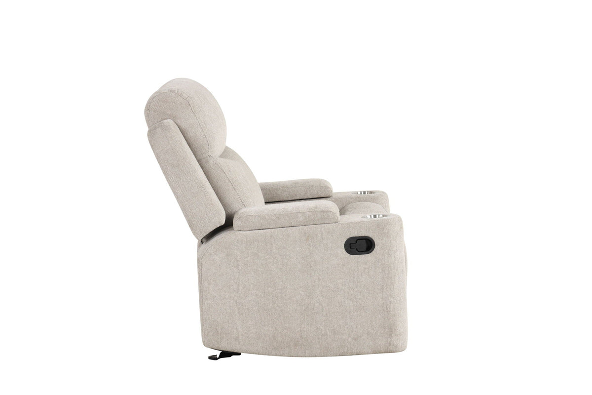 Galya Motion Glider Recliner with Storage Arms - Light Gray