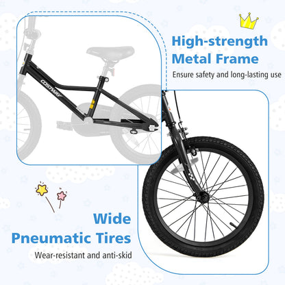 18 Inch Kids Bike Adjustable for 4-8 Years Old with Low-Step Frame