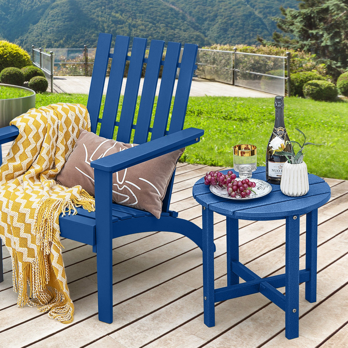 18 Inch Round Weather-Resistant Adirondack Side Table