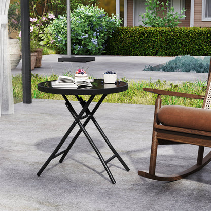 18 Inch Folding Side Table Patio Round Compact Coffee Table