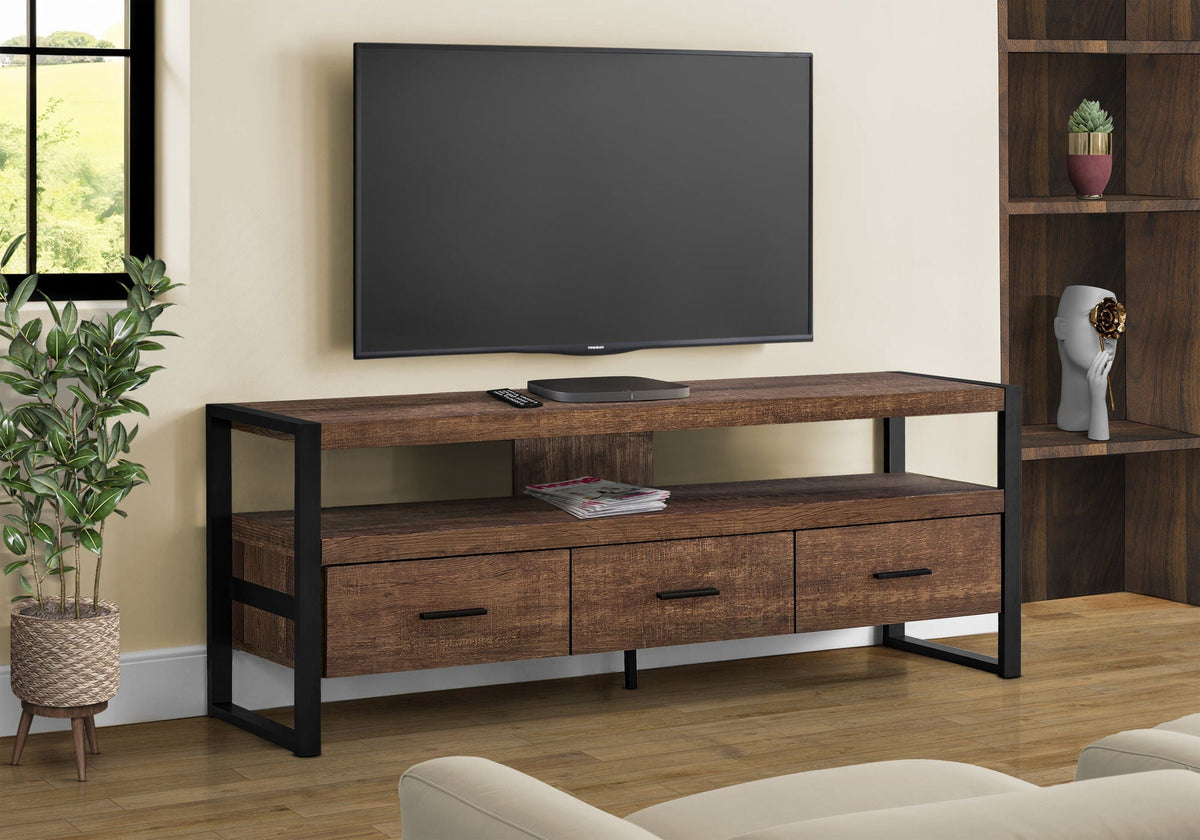 Modern TV Stand Console with Storage Drawers and Metal Frame - Multiple Colors