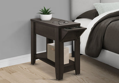 Accent Side Table with Storage and Built-In Lamp - Dark Brown or Dark Gray