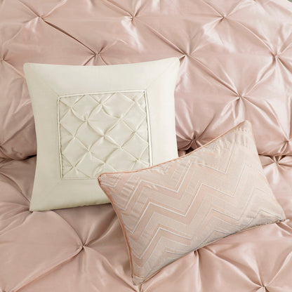 7 Piece Tufted Comforter Set Blush Full