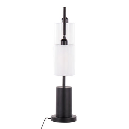 Cannes Contemporary Table Lamp with Adjustable White Shades – Black Metal