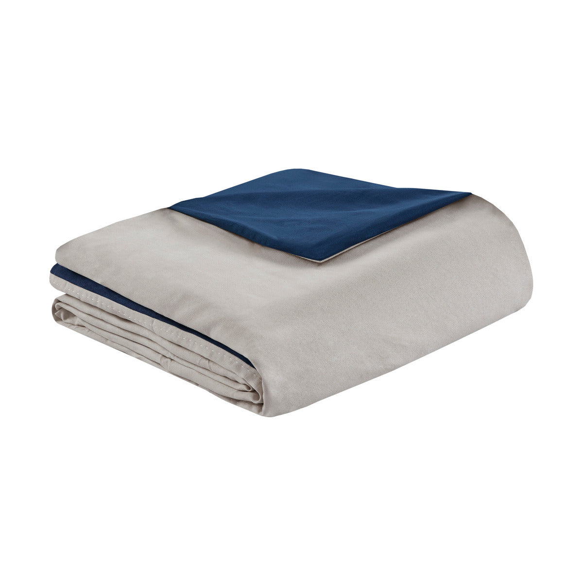 Blue Faux Suede Queen Comforter Set with Decorative Pillows - 7 Piece