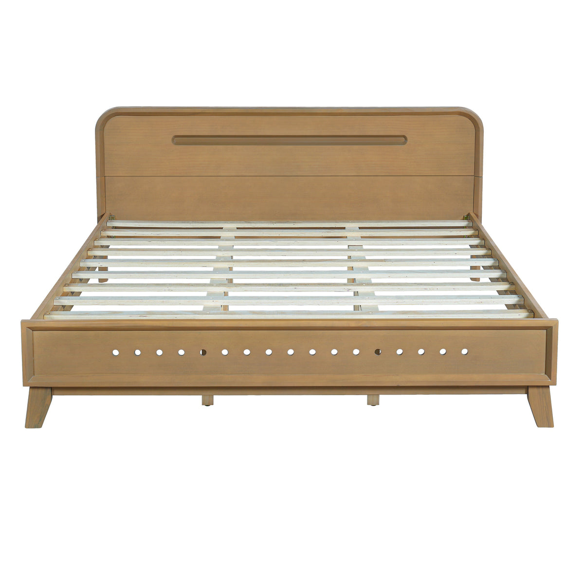 Pine Solid Wood Queen Size Bed in Rustic Yellow