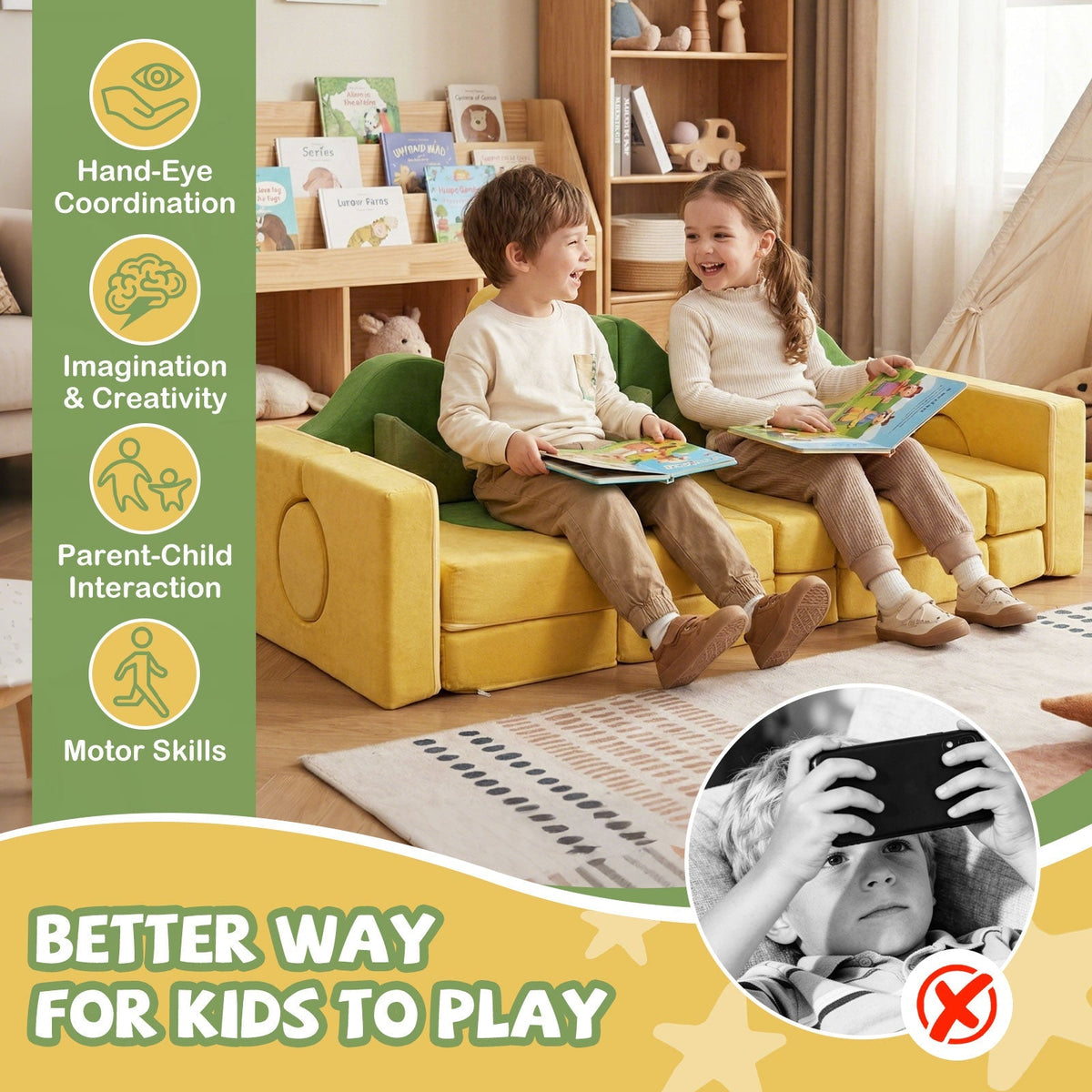 19 Pieces Modular Kids Play Couch for Inspiring Creativity