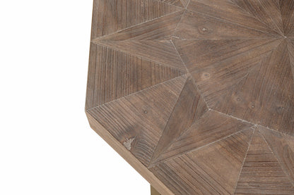 Wood Octagonal Vintage Patchwork Coffee Table with Metal Frame - Antique Brown
