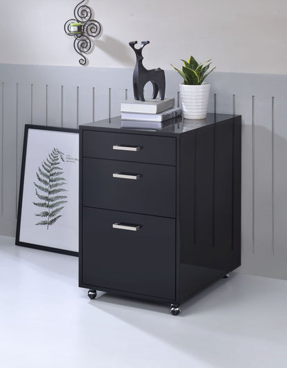 High Gloss Filing Cabinet with Fully Assembled Construction - White or Black