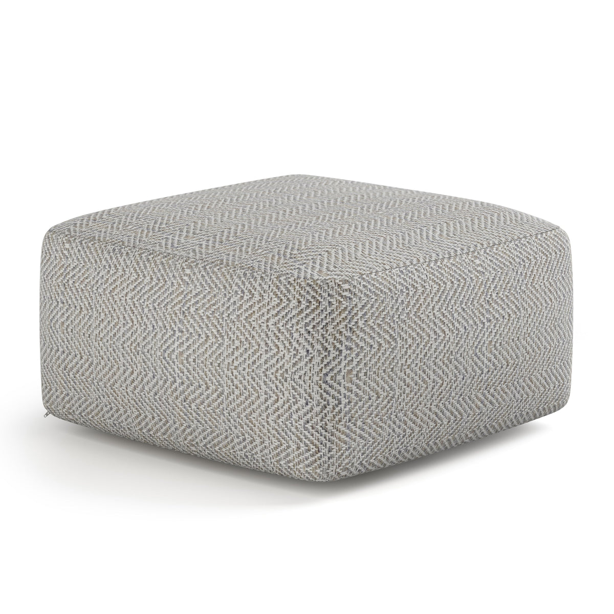Patterned Grey Melange Square Accent Pouf with Polystyrene Fill - Grey