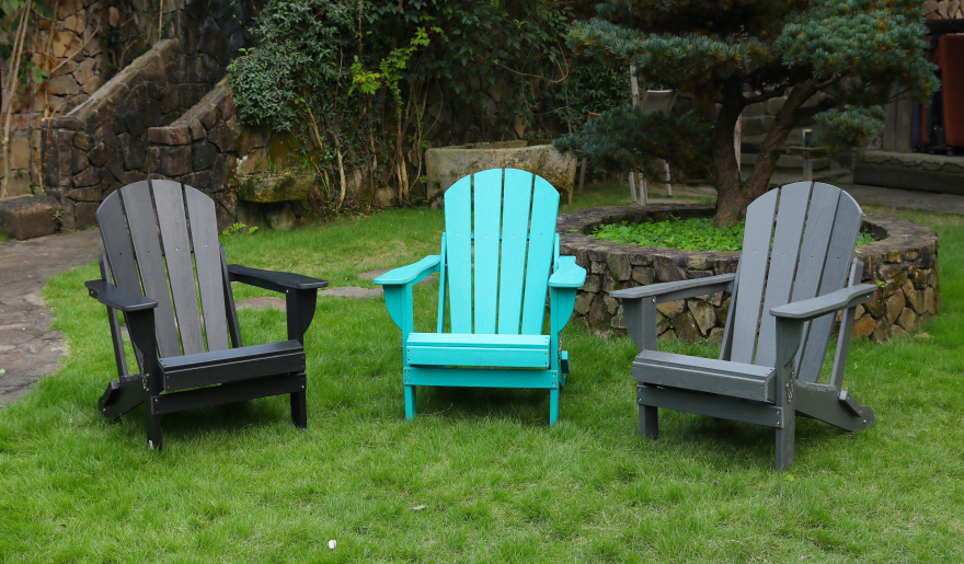 Adirondack Folding Chair with Dual Cup Holders - Grey