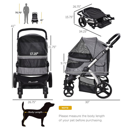 Travel Pet Stroller with Adjustable Handlebar
