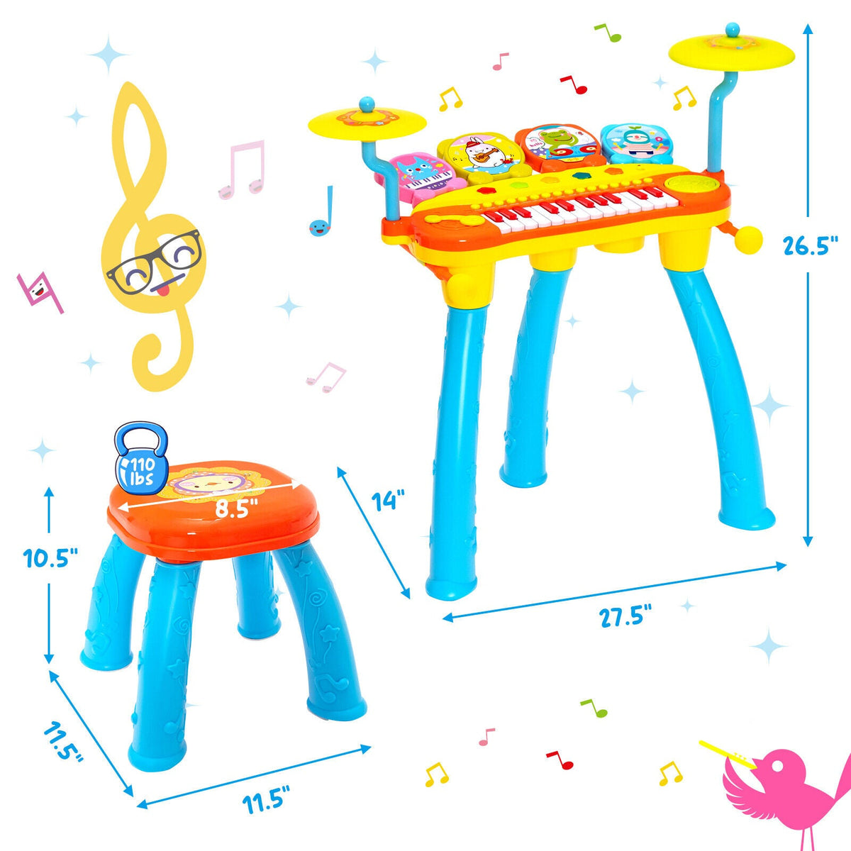 24-Key Piano Keyboard DJ Drum Combination with Microphone and MP3