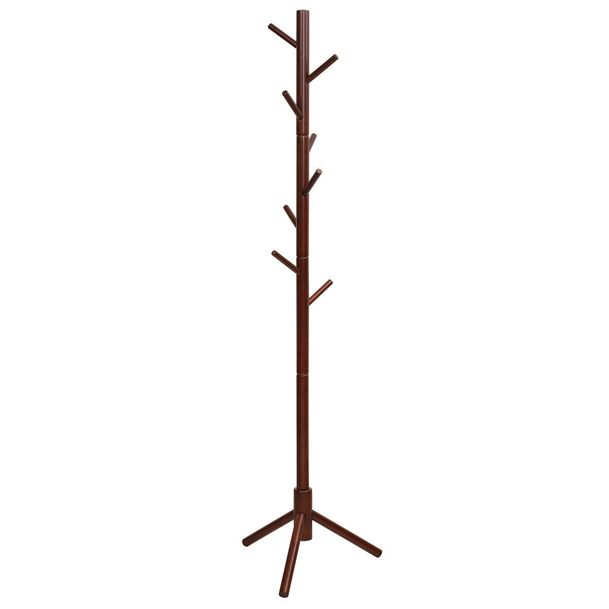 2 Heights Wooden Coat Rack with 8 Hooks