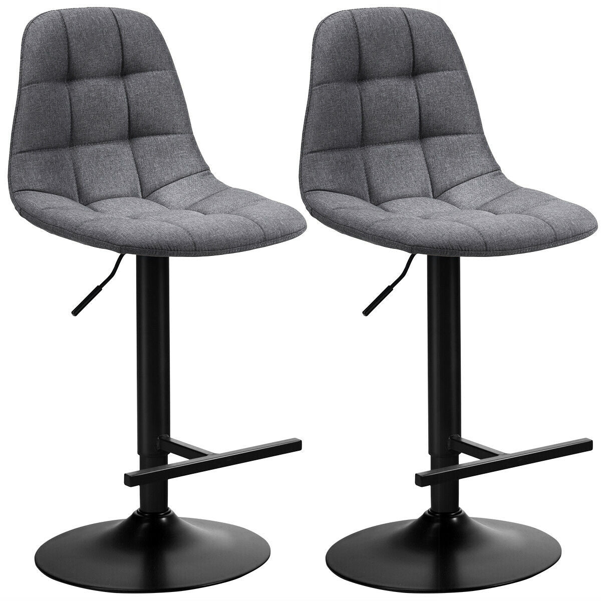 2 Pieces Adjustable Bar Stools Swivel Counter Height Linen Chairs-Brown