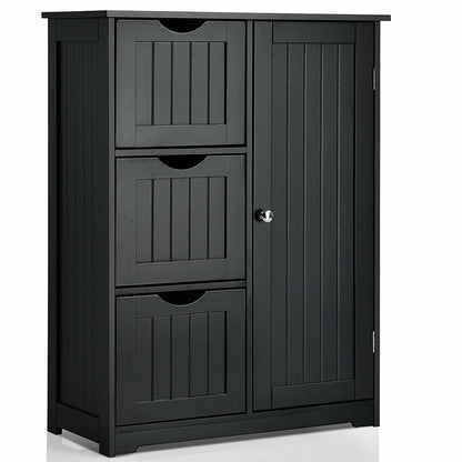 Bathroom Floor Cabinet Side Storage Cabinet with 3 Drawers and 1 Cupboard