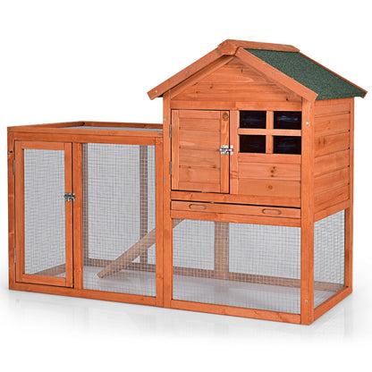 Outdoor Wooden Rabbit hutch-Natural