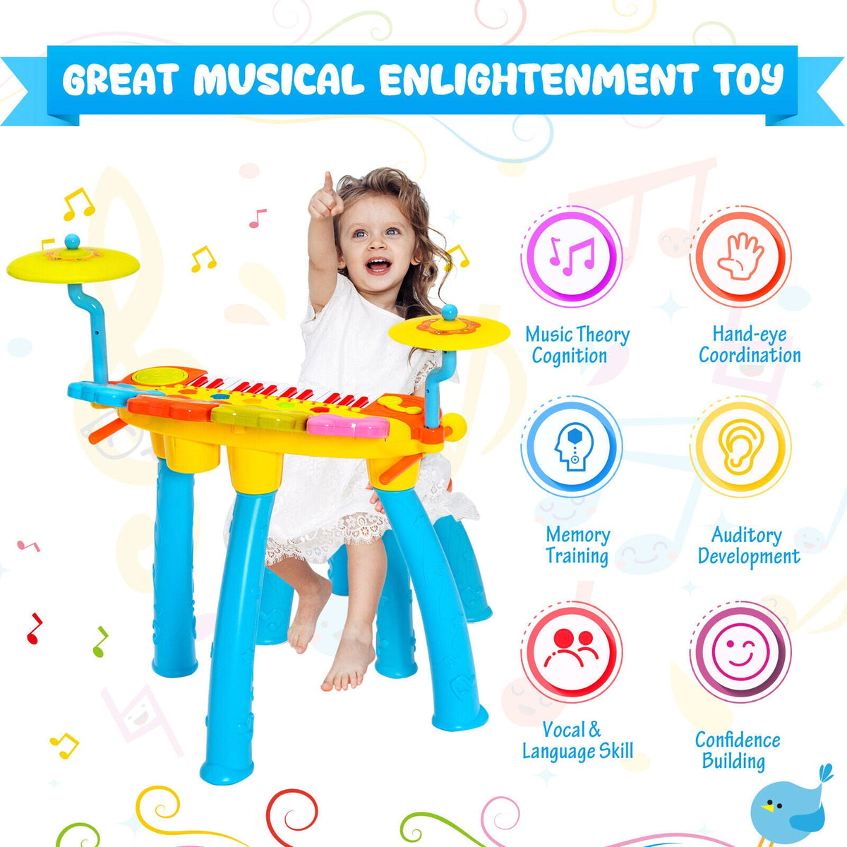 24-Key Piano Keyboard DJ Drum Combination with Microphone and MP3