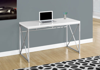 Contemporary Glossy Computer Desk with Sturdy Metal Base - Multiple Colors