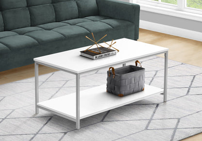 Rectangular Coffee Table with Metal Base - White